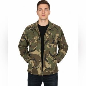J Crew Wallace & Barnes Zip-Front Twill Shirt-Jacket In Camo